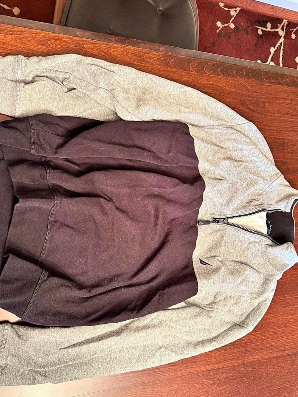 Nautica Colorblock Quarter-Zip Fleece Sweatshirt Brown & Gray XL